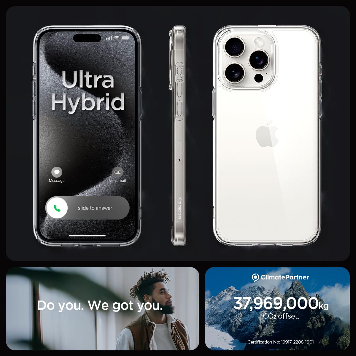 Spigen Ultra Hybrid Crystal Clear Case for iPhone 15 Pro - Anti-Yellowing Technology | Slim Protective Cover for Apple iPhone 15 Pro | Perfect for Everyday Use, Work & Travel