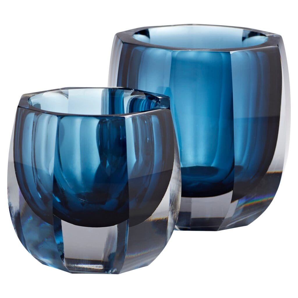 Cyan Design 11254 Azure Opulence Vase - Large Blue & Clear Glass Vase for Home Decor, Wedding Centerpiece, Luxury Table Decor
