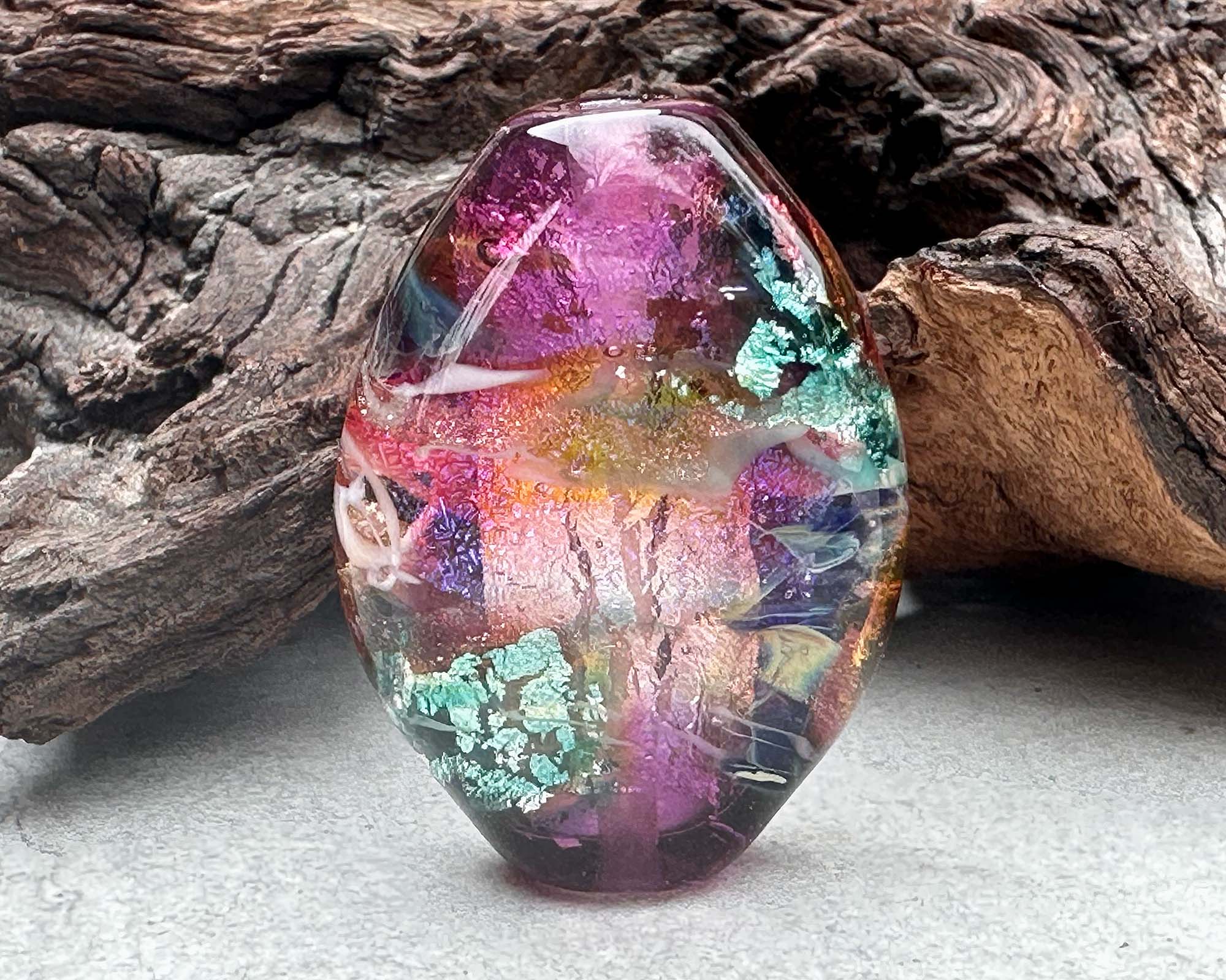 Handmade Purple Shimmer Lampwork Glass Focal Bead for Jewelry Making - DIY Necklace, Bracelet & Earrings Crafting Supplies - Perfect for Beaders and Artisans