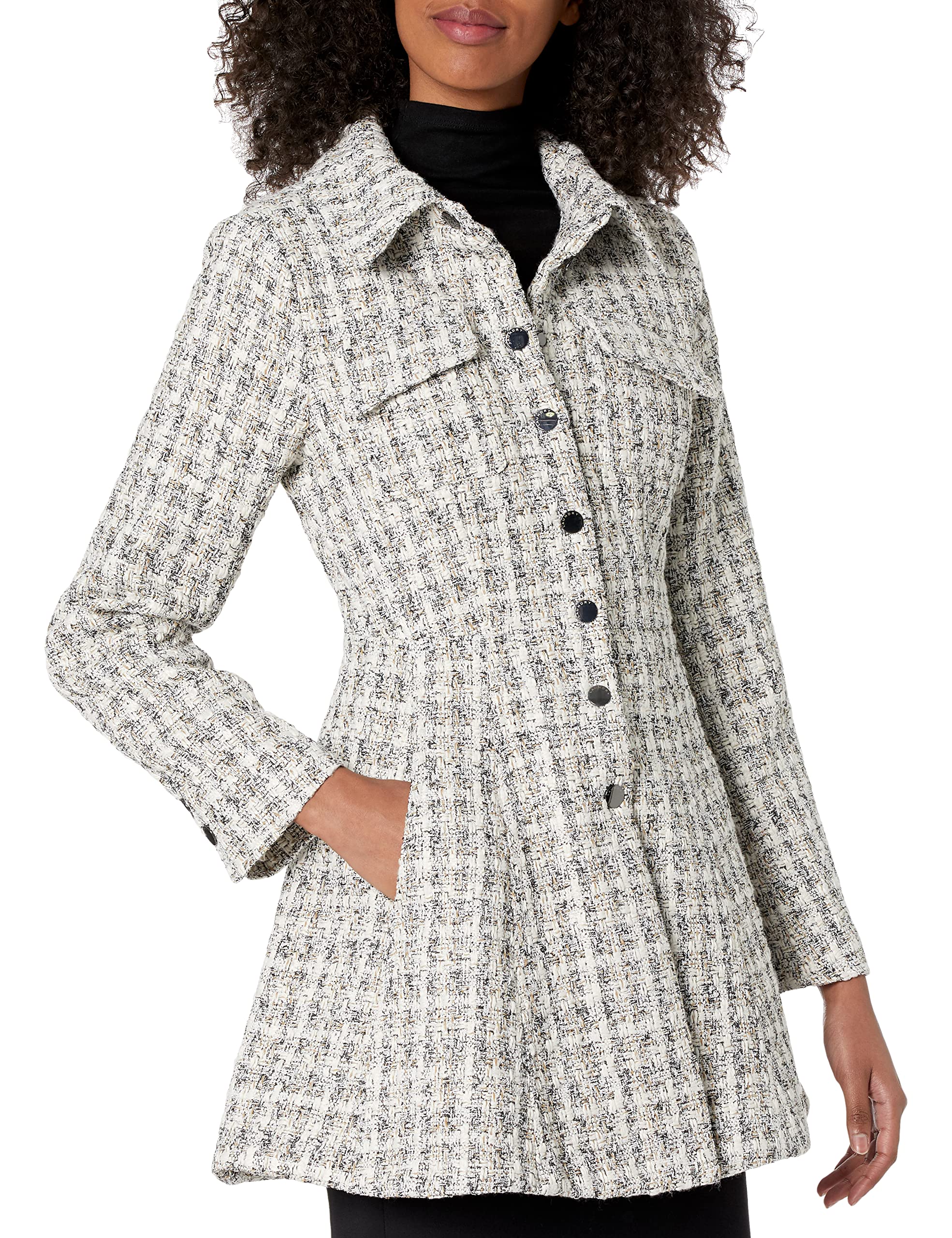 LAUNDRY BY SHELLI SEGAL Women's Fit and Flare Plaid Jacket - Stylish Casual Outerwear for Fall & Winter | Perfect for Office, Dates & Weekend Outings