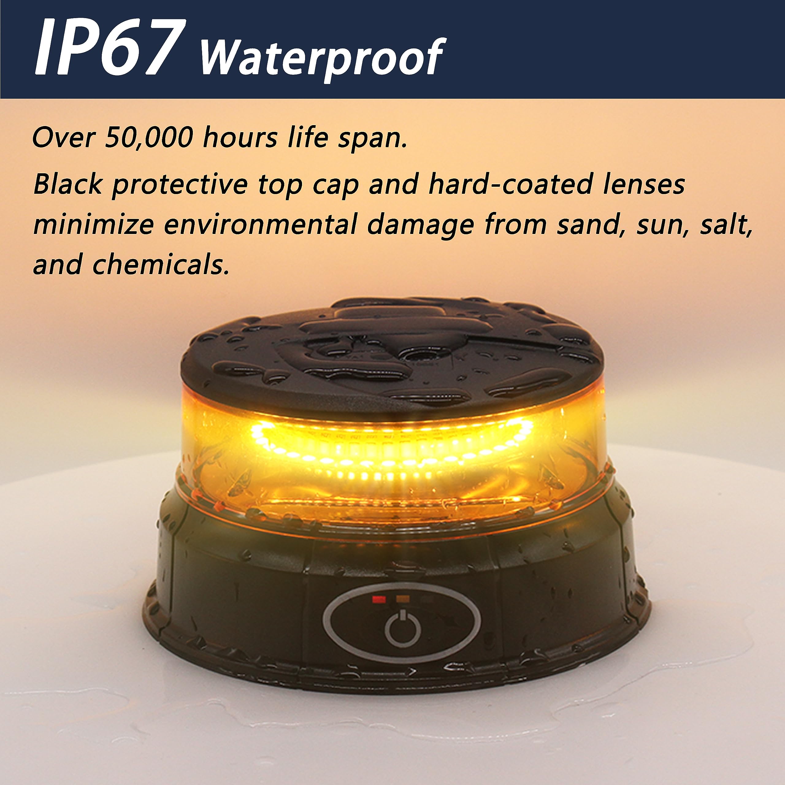 12-24V Rechargeable Magnetic Amber Strobe Light - Wireless LED Warning Beacon for Trucks & Vehicles | Emergency Flashing Light for Road Safety, Construction Zones & Hazard Scenarios