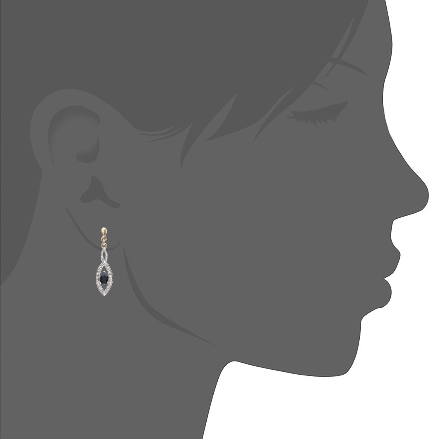 9ct Yellow Gold Diamond Twist Drop Earrings for Women – Elegant Dangle Earrings by Elegano – Perfect for Weddings, Parties & Special Occasions