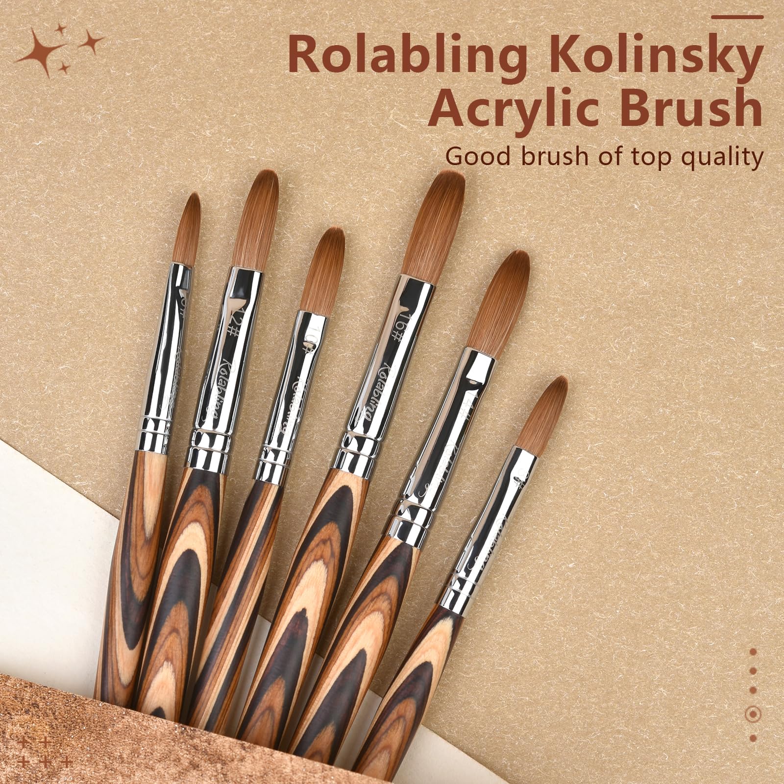 Premium Kolinsky Sable Acrylic Nail Brushes Set - 6# Professional Nail Art Tools with Red Wooden Handles for Acrylic Powder, Nail Extension & Carving | Perfect for Salon, Home Manicure & Nail Art Design