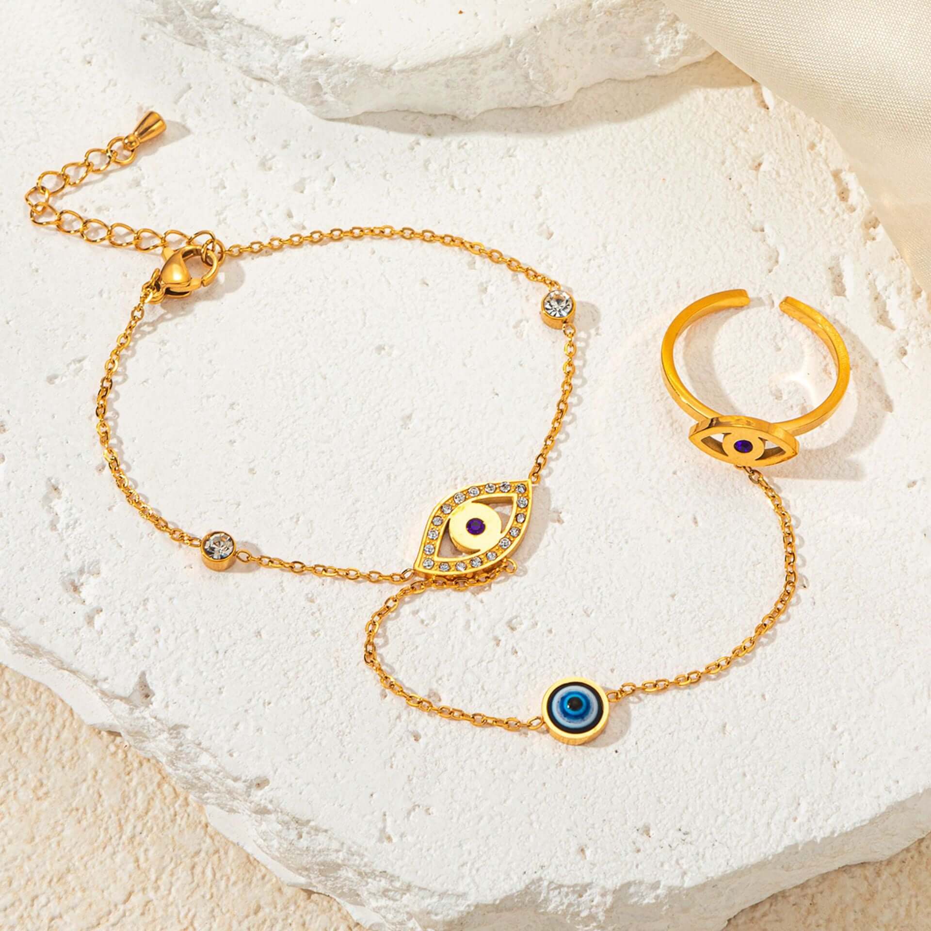 Y2K Evil Eye Hand Chain Bracelet for Women - Trendy Boho Adjustable Hand Jewelry for Protection & Style - Perfect for Festivals, Parties, and Layering with Other Bracelets