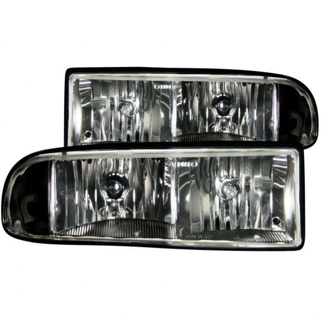ANZO For Chevy S10 & Blazer 1998-2004 Crystal Clear Black Headlights | 111156 | Upgrade Your Truck's Style & Night Visibility
