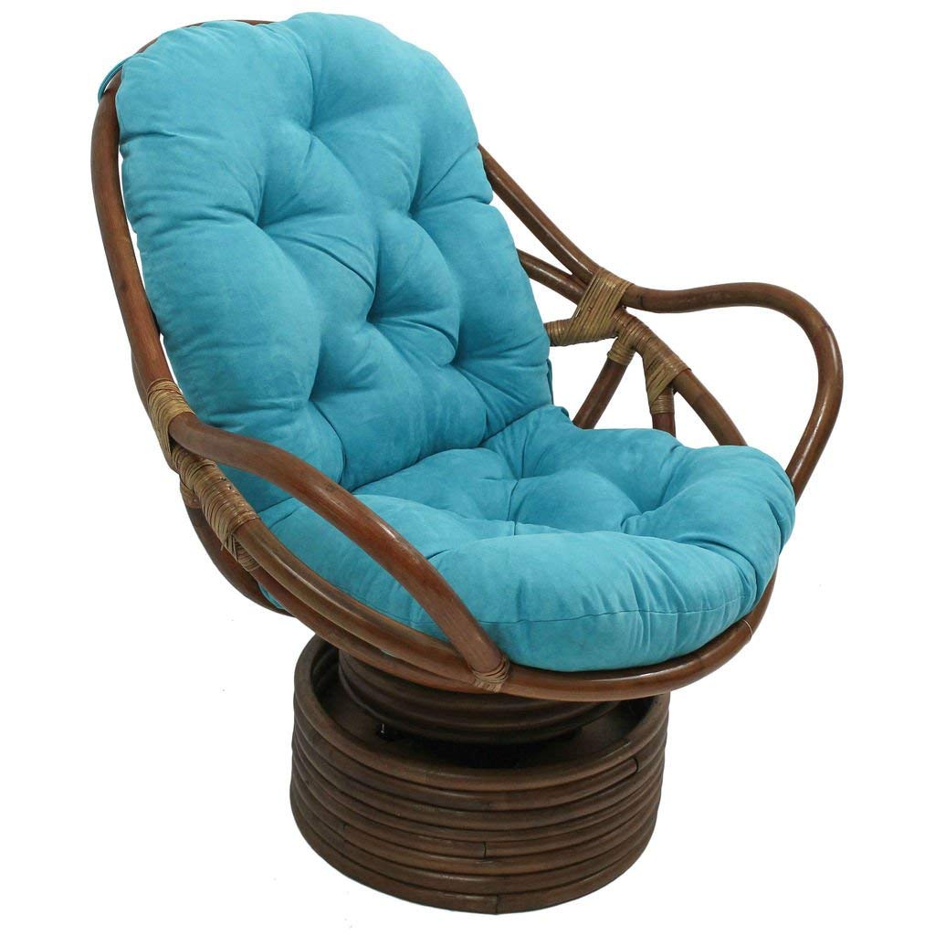 Premium Rattan Swivel Rocking Chair with Micro Suede Cushion - Comfortable Patio Furniture for Outdoor Relaxation & Garden Lounging