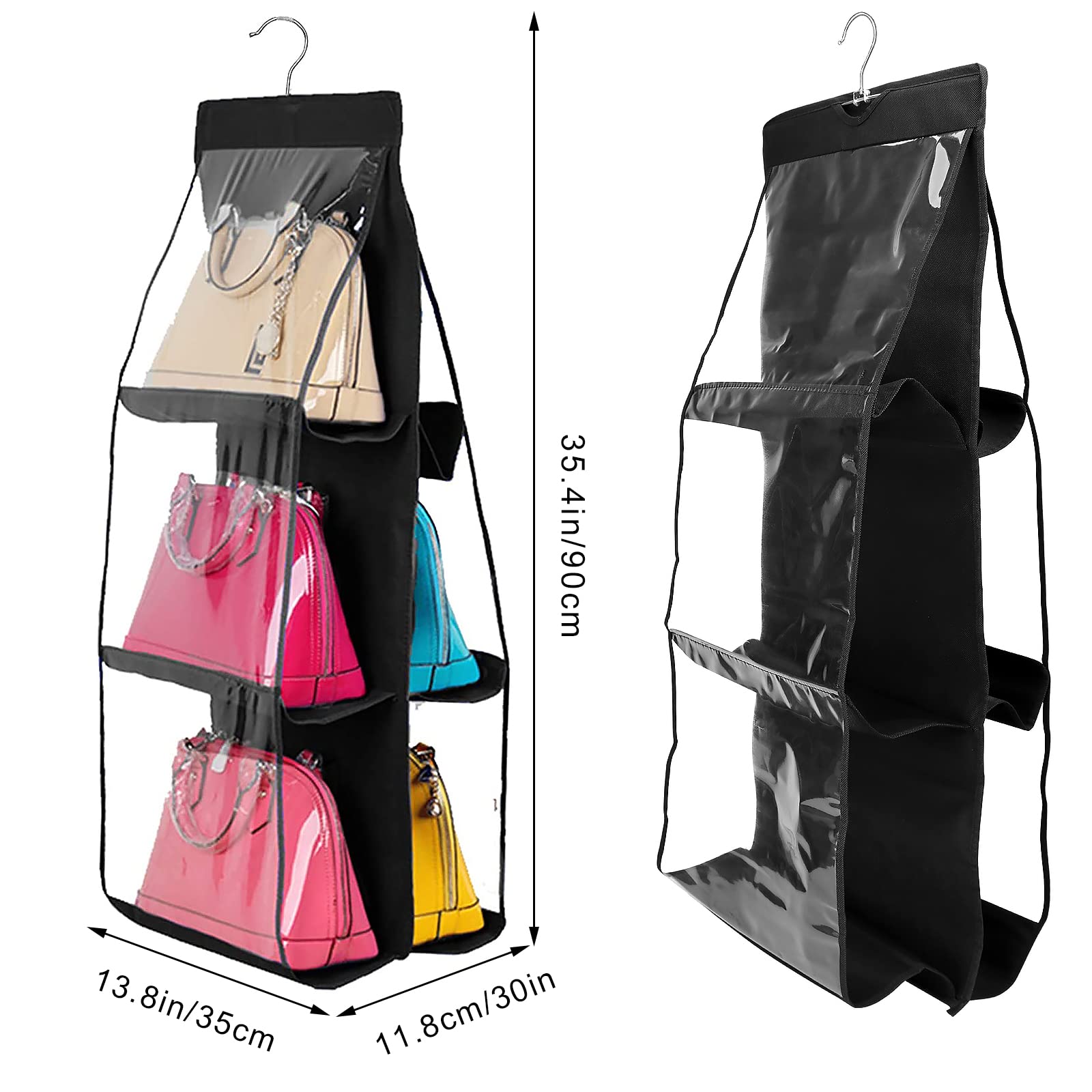 Hanging Handbag Organizer - 6 Large Pockets Dustproof Purse Storage for Closet & Wardrobe | Perfect for Handbags, Clutches & Accessories Organization