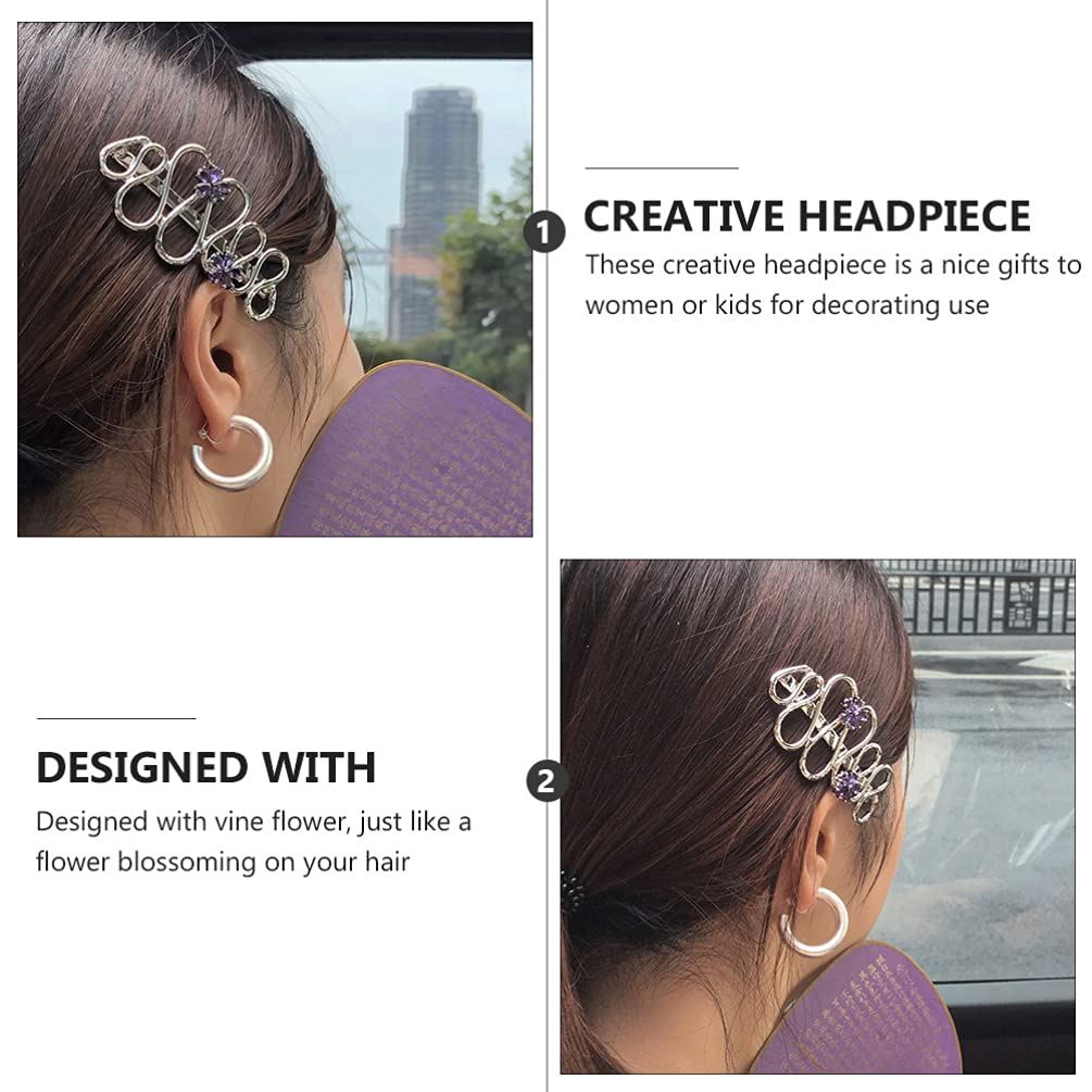 Beaupretty Purple Rhinestone Flower Vine Hair Clip for Women - Elegant Side Hair Pin Barrettes for Party, Wedding & Special Occasions - Hair Styling Accessories for Ladies