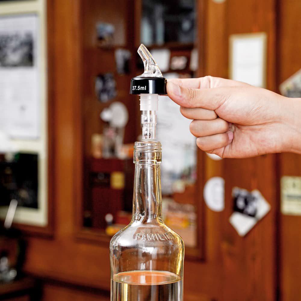 Restaurantware Bar Lux 1.3 Ounce Liquor Pour Spouts - 50 Pack Leak-Resistant Clear Plastic Measured Pourers for Alcohol Bottles | Perfect for Bars, Restaurants & Home Bartending