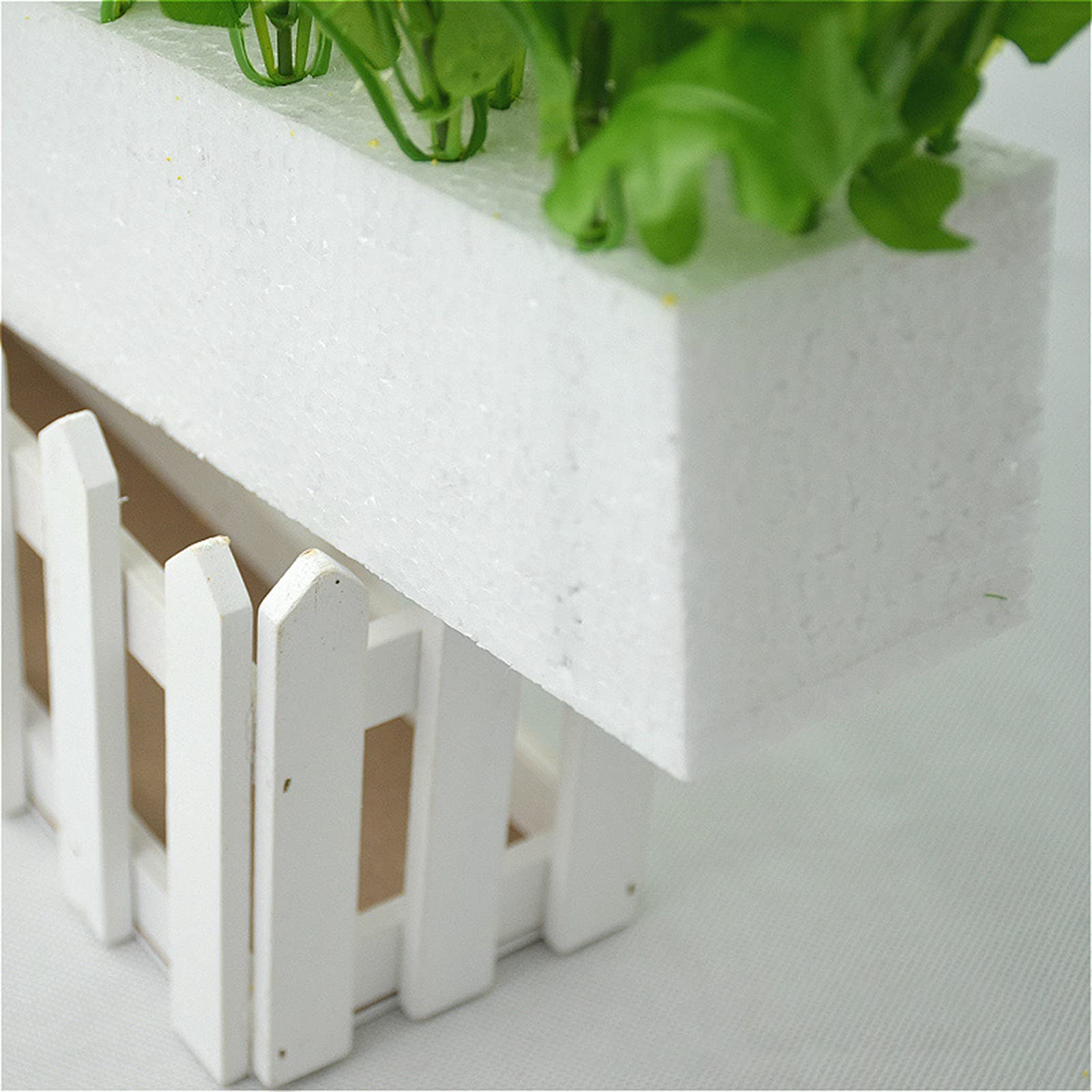 Artificial Flowers in Picket Fence Pot - Fake Jumping Orchid Chrysanthemum Plants - Mini Potted Plant for Indoor Farmhouse Wedding Home Decor (Tender Green) | Perfect for Table Centerpieces, Shelf Displays & Rustic Wedding Decorations
