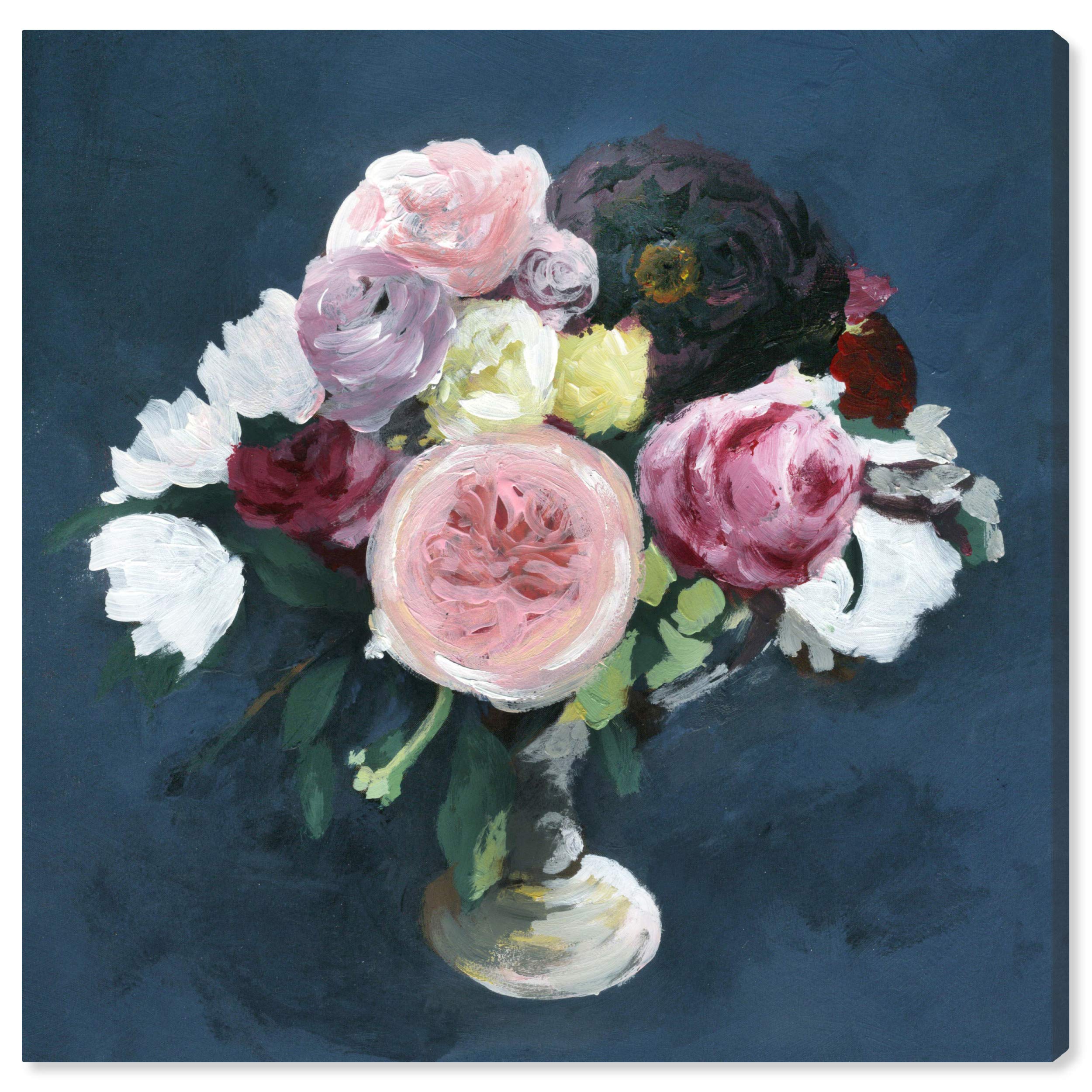 Oliver Gal Artist Co. Floral Wall Art Canvas Print - Night Bouquet Home Decor, 30x30 Inches, Pink & Blue - Perfect for Living Room, Bedroom & Office Wall Decor