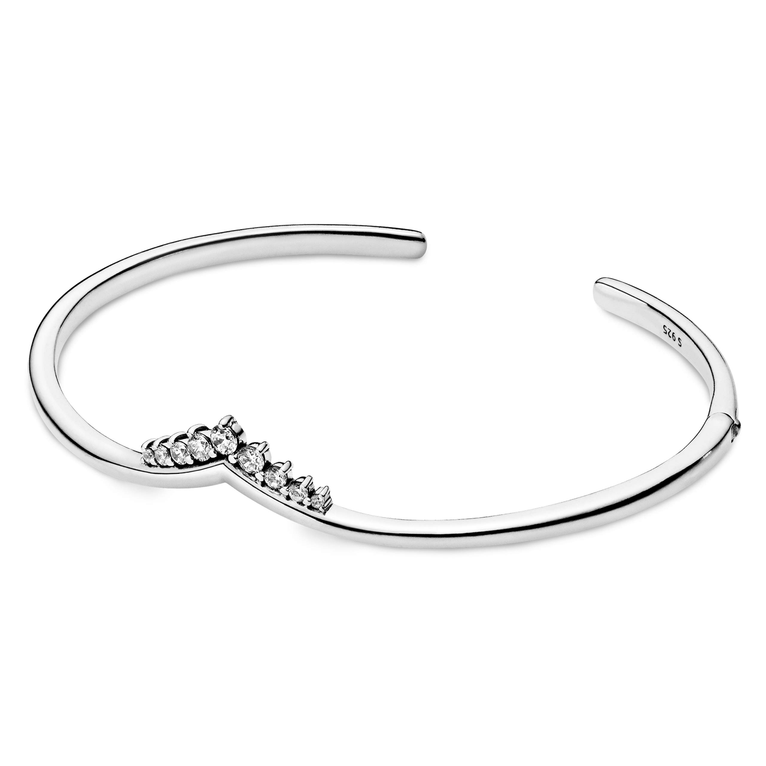Pandora Sterling Silver Tiara Wishbone Cubic Zirconia Bracelet for Women - Elegant Gift for Birthday, Anniversary & Special Occasions