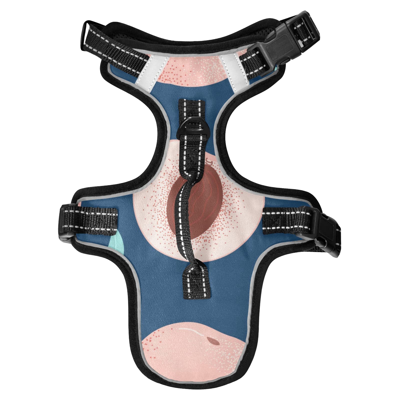 Reflective Adjustable No-Pull Dog & Cat Harness with Leash Clips - Seamless Ripe Peach Design on Dark Blue Pet Vest, Anti-Slip & Easy Control Handle for Safe Walks - Perfect for Small & Medium Dogs, Cats, Puppies (Walking, Jogging, Outdoor Adventures)