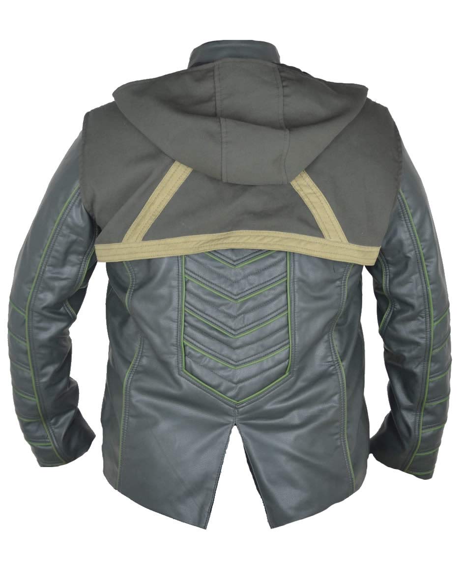 Classyak Men's Genuine Leather Arrow Green Jacket - Stylish Hoodie Design for Casual Wear & Outdoor Adventures | Perfect for Street Fashion, Fall Layering & Motorcycle Riding