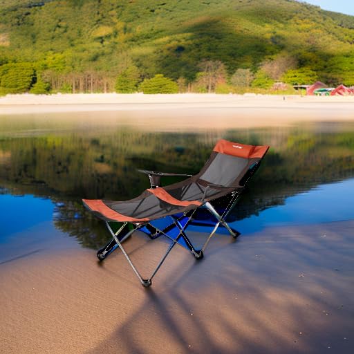 Apollo Walker 6-Legged Reclining Camping Chair for Adults - Adjustable 90°-130° Beach Chair with Footrest, Detachable Pillow & Carry Bag - Perfect for Outdoor Camping, Beach Relaxation, Backyard Lounging & Picnics (Grey)