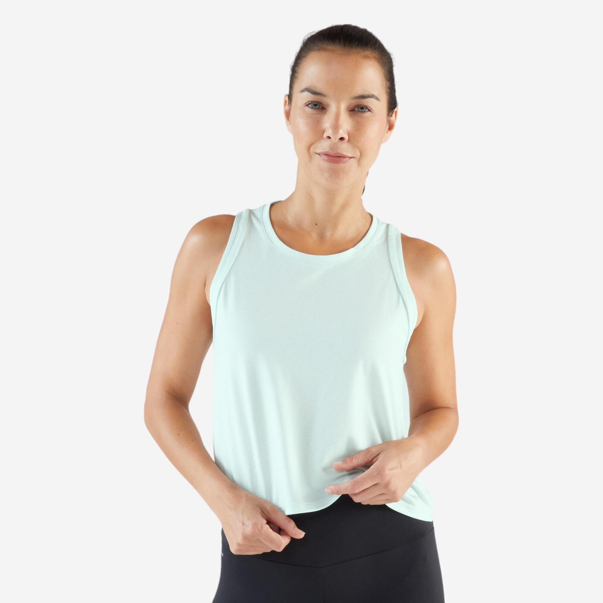 Kiprun Run 500 Women's Cropped Running Tank Top - Lightweight Breathable Workout Shirt for Running, Yoga & Gym - Perfect for Summer Training & Outdoor Activities