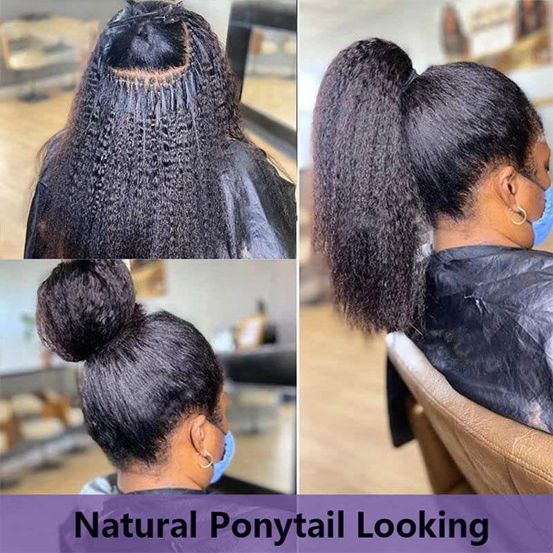 Kinky Straight Microlink Hair Extensions 22 Inch - 100% Human Brazilian Remy Hair, 200g Per Pack, 1g/Strand, Coarse Straight Micro Loop Extensions for Natural Look & Easy Styling | Perfect for Daily Wear, Parties & Special Occasions