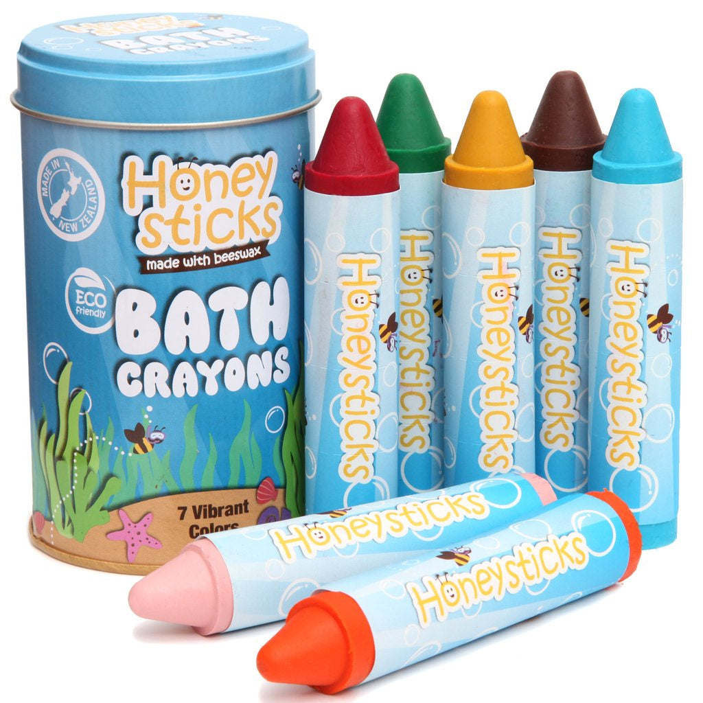 Honeysticks Natural Bath Crayons for Kids - Non-Toxic, Washable & Safe Toddler Bathtub Toys - Fun Drawing & Learning Activity for Baby Bath Time