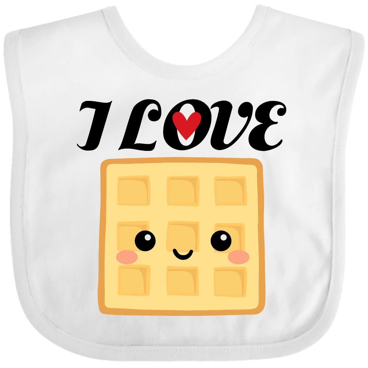 Inktastic Waffle Lover - I Love Waffles Baby Bib - Adorable & Absorbent Infant Feeding Bib for Messy Eaters - Perfect for Breakfast, Brunch & Family Meals