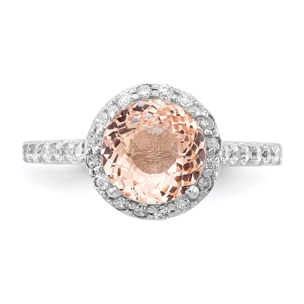 925 Sterling Silver Cubic Zirconia & Simulated Morganite Ring for Women - Elegant Dainty Stackable Fine Jewelry Gift for Her - Perfect for Anniversary, Engagement, Wedding & Everyday Wear