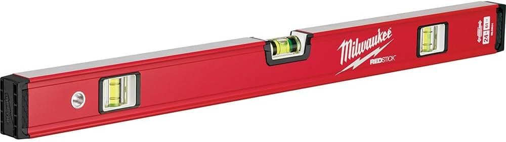 Milwaukee MLCM24 24-Inch REDSTICK Compact Box Level - Durable Aluminum Construction for Precise Leveling - Perfect for Construction, Carpentry, and DIY Home Projects
