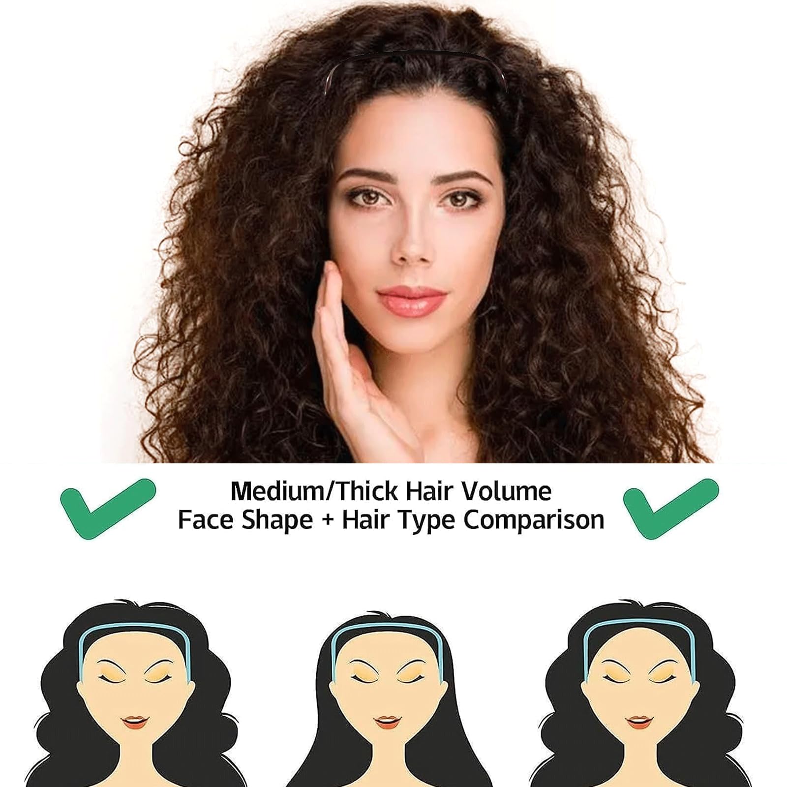 3 Pack Invisible Thick Hair Bands for Women & Men - Curly Headband Like Sunglasses, Hair Hoop Accessories for Volume & Style (Brown) | Perfect for Workouts, Yoga, Sports & Everyday Fashion