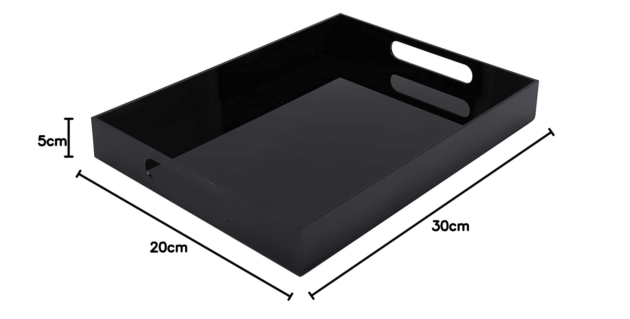 EHKO Black Acrylic Serving Tray with Handles - Decorative Coffee Table Tray for Breakfast, Snacks, and Drinks - Perfect for Dining Room, Kitchen, and Living Room Use