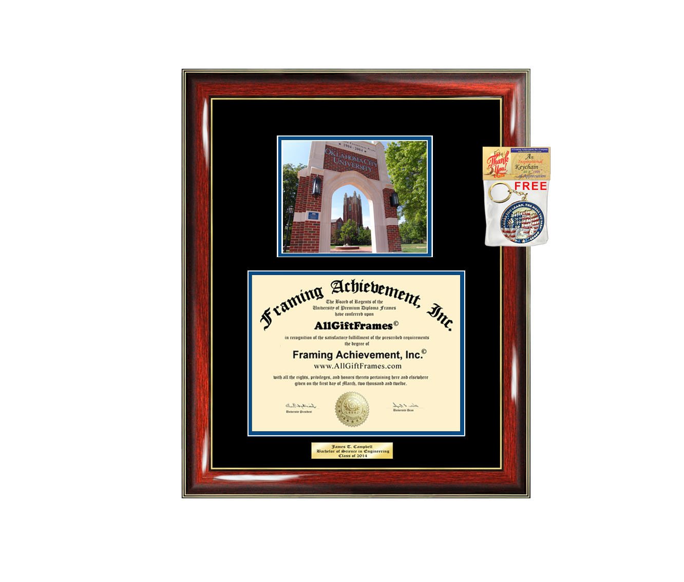 Custom Engraved Diploma Frame for Oklahoma City University OCU Graduation - Bachelor, Masters, MBA, PhD, Doctorate Degree Display - Perfect Gift for Graduates - Home & Office Decoration