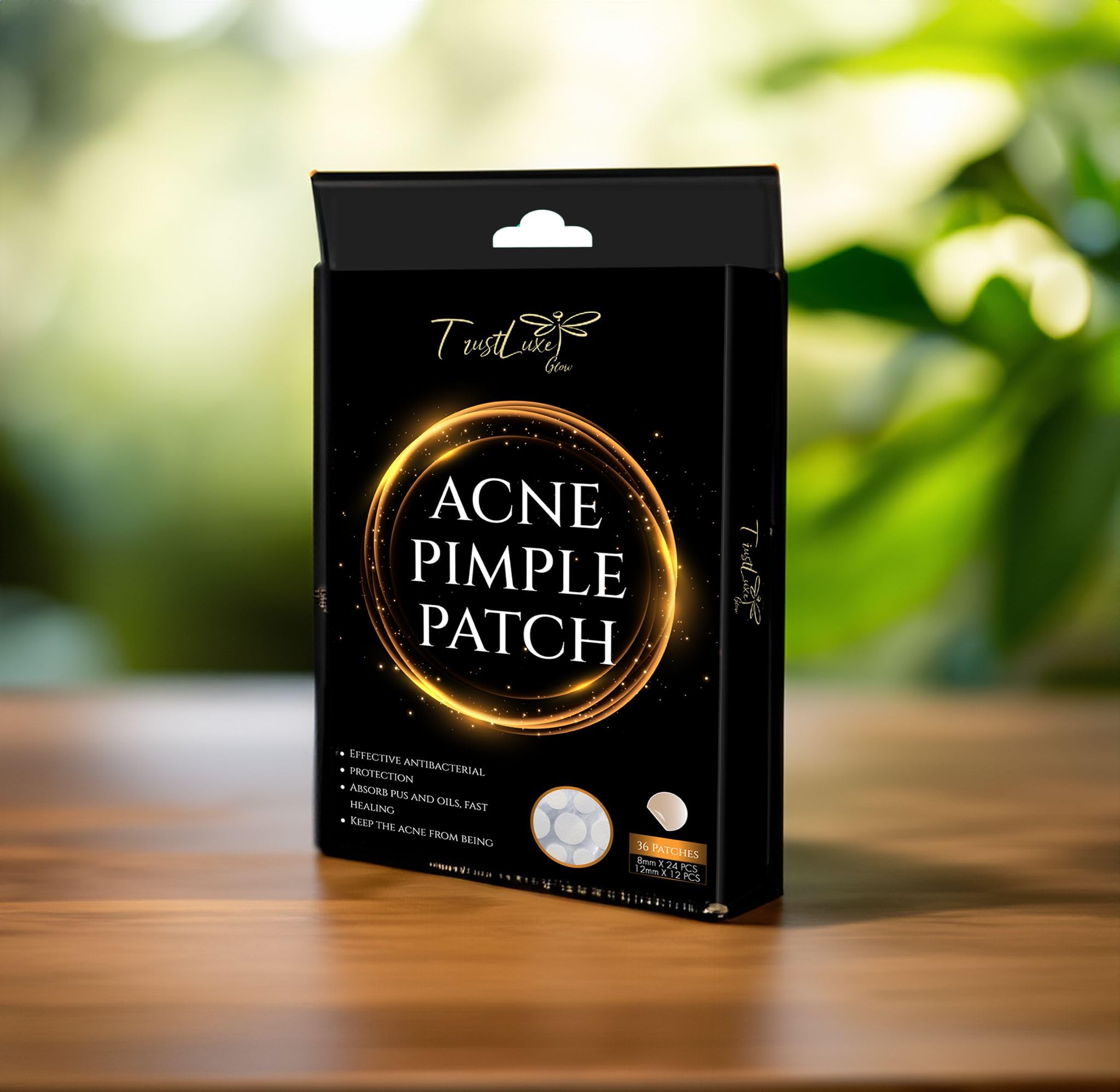 Acne Pimple Patches with Collagen & Vitamin C - Salicylic Acid Hydrocolloid Spot Treatment for Face (8mm & 12mm, 36 Count) | Organic, Sulfate-Free, Invisible | Perfect for Overnight Acne Care & Daily Blemish Cover