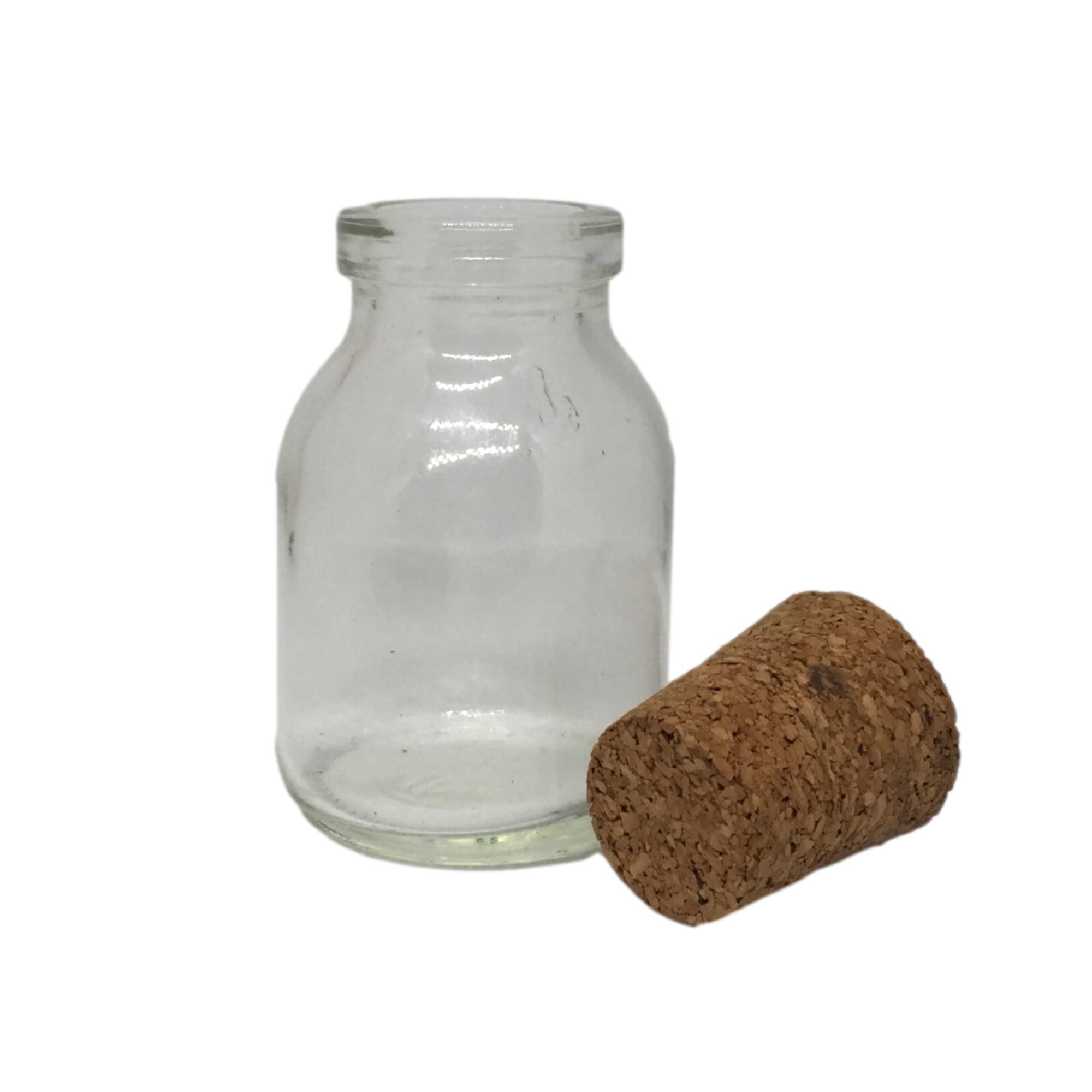EARTH BERRY 50ml Clear Glass Bottle with Wooden Cork - 3 Pack Empty Glass Containers for Essential Oils, DIY Crafts & Home Decor