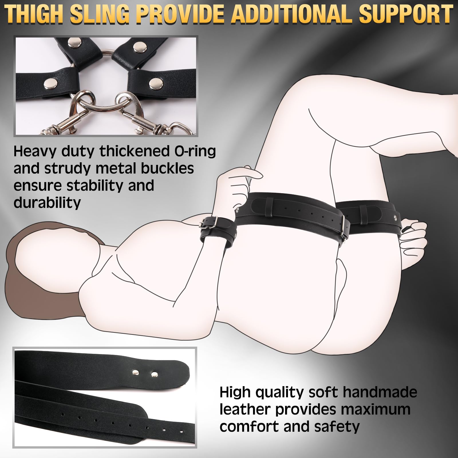 Leather BDSM Bondage Restraint Set - Breast & Thigh Harness with Wrist Cuffs for Couples, SM Games & Kinky Lingerie (Black) - Perfect for Bedroom Play & Sensual Exploration