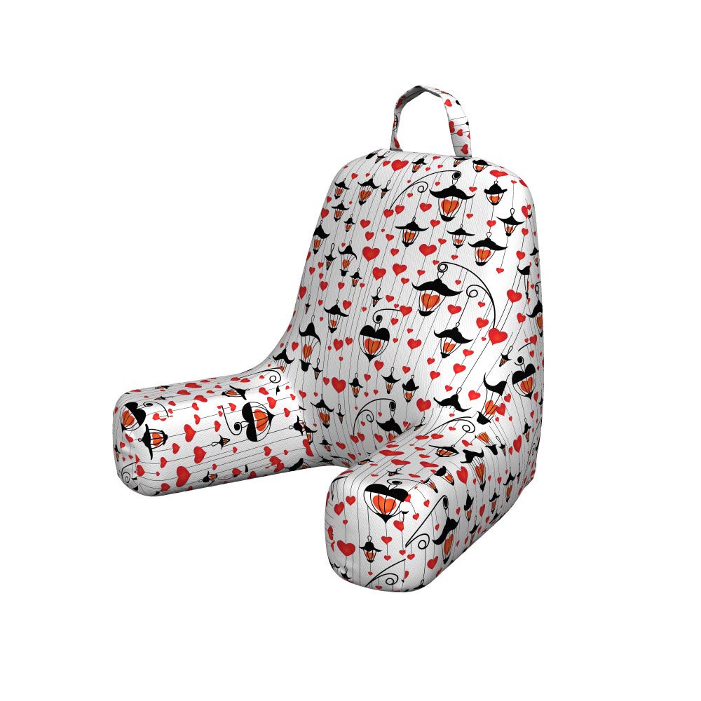 Ambesonne Love Reading Pillow Cover - Classic Antique Romance Pattern with Hearts & Lamps, Soft Fabric Printed Bed Rest Case (Unstuffed, Small, Vermilion/Scarlet) - Perfect for Valentine's Day Gifts, Cozy Reading Nooks & Home Decor