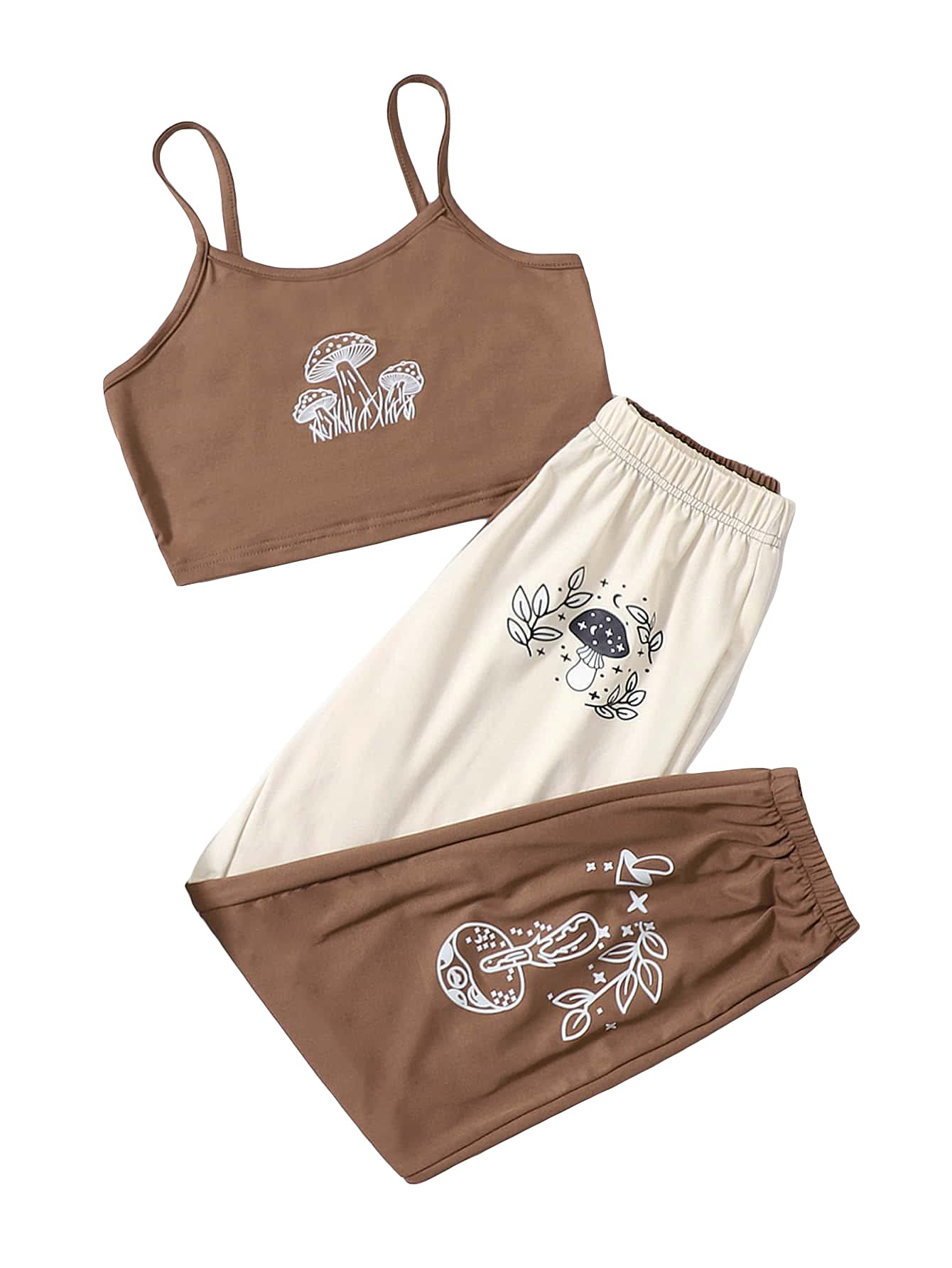 SOLY HUX Girls' 2-Piece Outfit Set - Butterfly Print Cami Crop Top & Soft Sweatpants | Cute Matching Lounge Wear for Teens | Perfect for Sleepovers, Casual Wear & Street Style Fashion