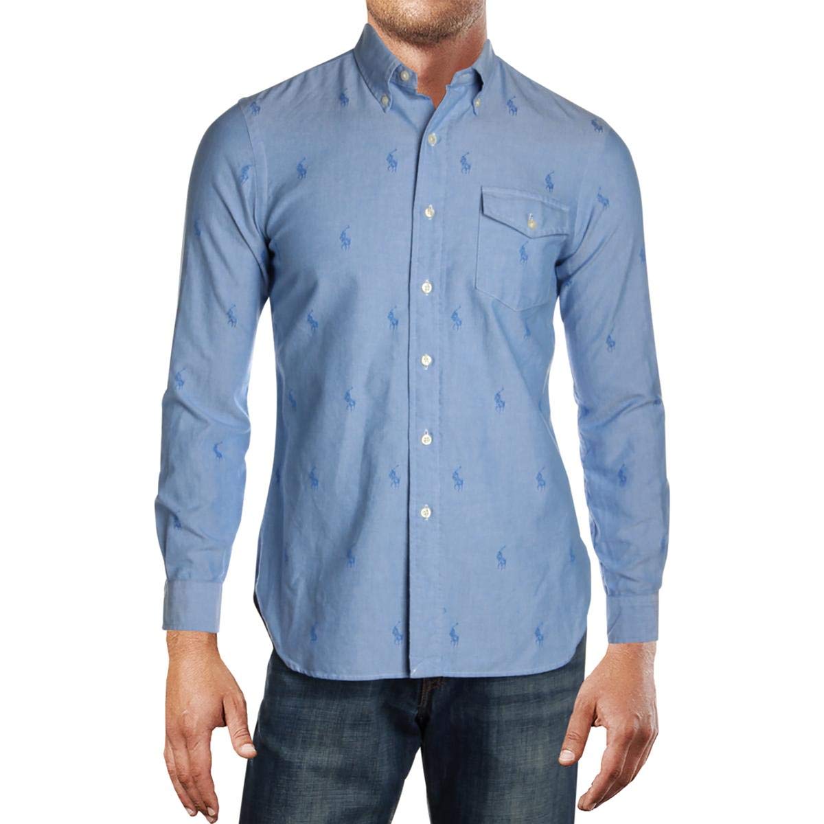 Ralph Lauren Men's Classic Fit Cotton Polo Shirt - Blue, Medium | Casual & Business Wear for Office, Parties & Everyday Outfits