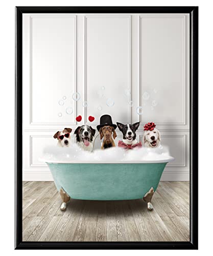 Funny Dog Country Bathroom Wall Art - Cute Puppy Decor Sign for Bathroom, Powder Room & Guest Bath - Unique Wall Decor for Women, Kids, Boys & Girls | Perfect for Farmhouse, Rustic & Pet Lover Home Decor