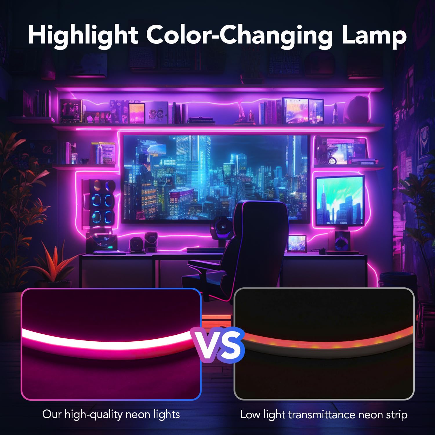 16.4Ft RGB LED Strip Lights with App Control & Music Sync - Waterproof Flexible Neon Rope Lights for Bedroom, Home Decor (Indoor Use) - Perfect for Parties, Gaming Rooms & Mood Lighting
