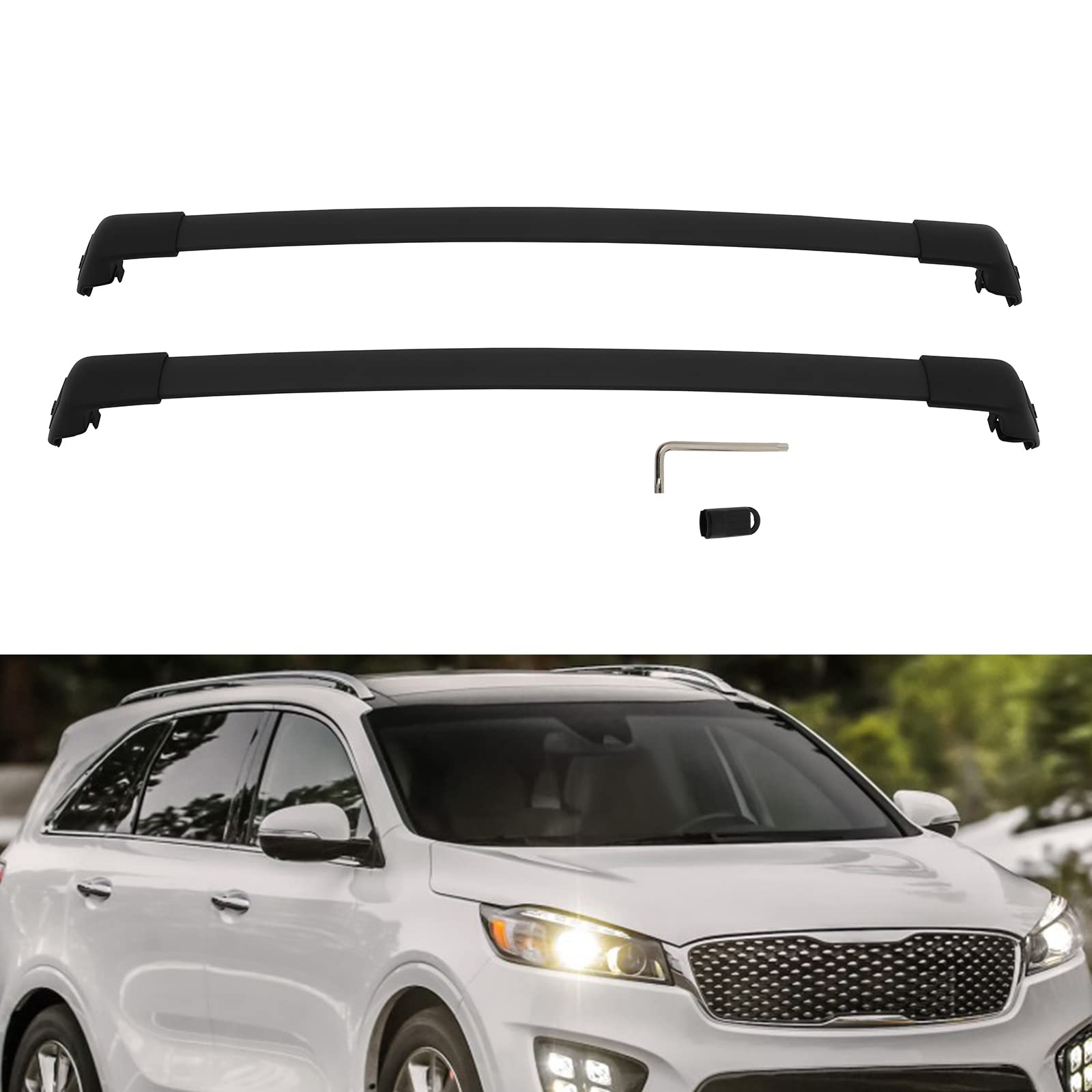 Aintier Universal Roof Rack Cross Bars for Kia Sorento 2016-2019 - Heavy Duty Aluminum Roof Cargo Carrier Luggage Rack - Perfect for Camping, Road Trips & Outdoor Adventures (Fits Side Rails Models Only)