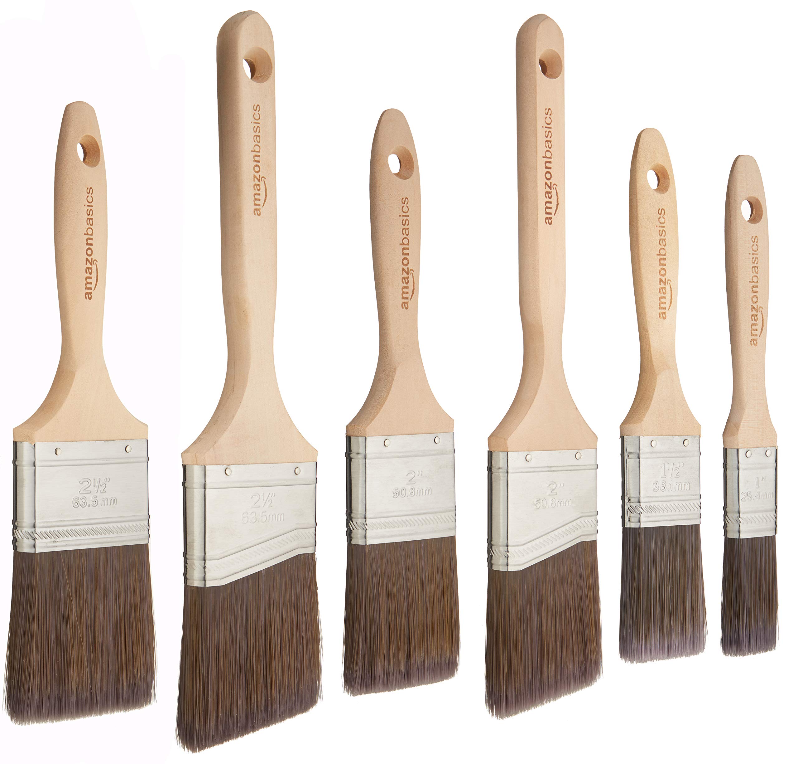 Amazon Basics Master Pro Paint Brush Set - 6 Professional Artist Brushes for Acrylic, Oil & Watercolor Painting - Perfect for Canvas, Wood & DIY Home Decor Projects