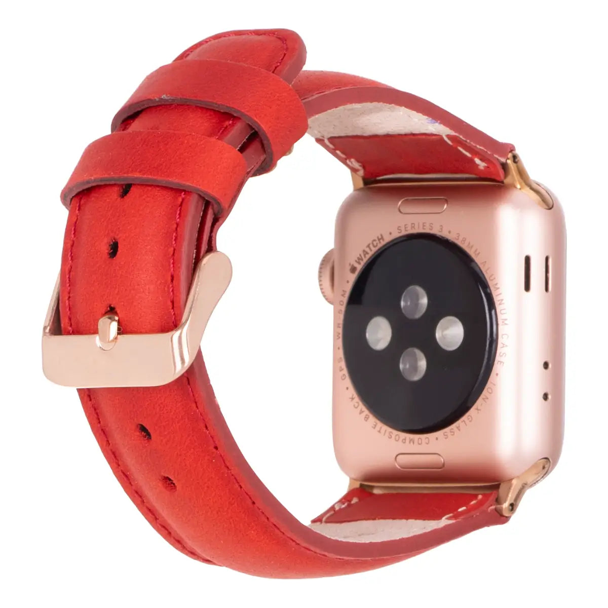 Premium Genuine Red Leather Apple Watch Band - Classic & Stylish for Men & Women - Perfect for Work, Gym & Everyday Wear