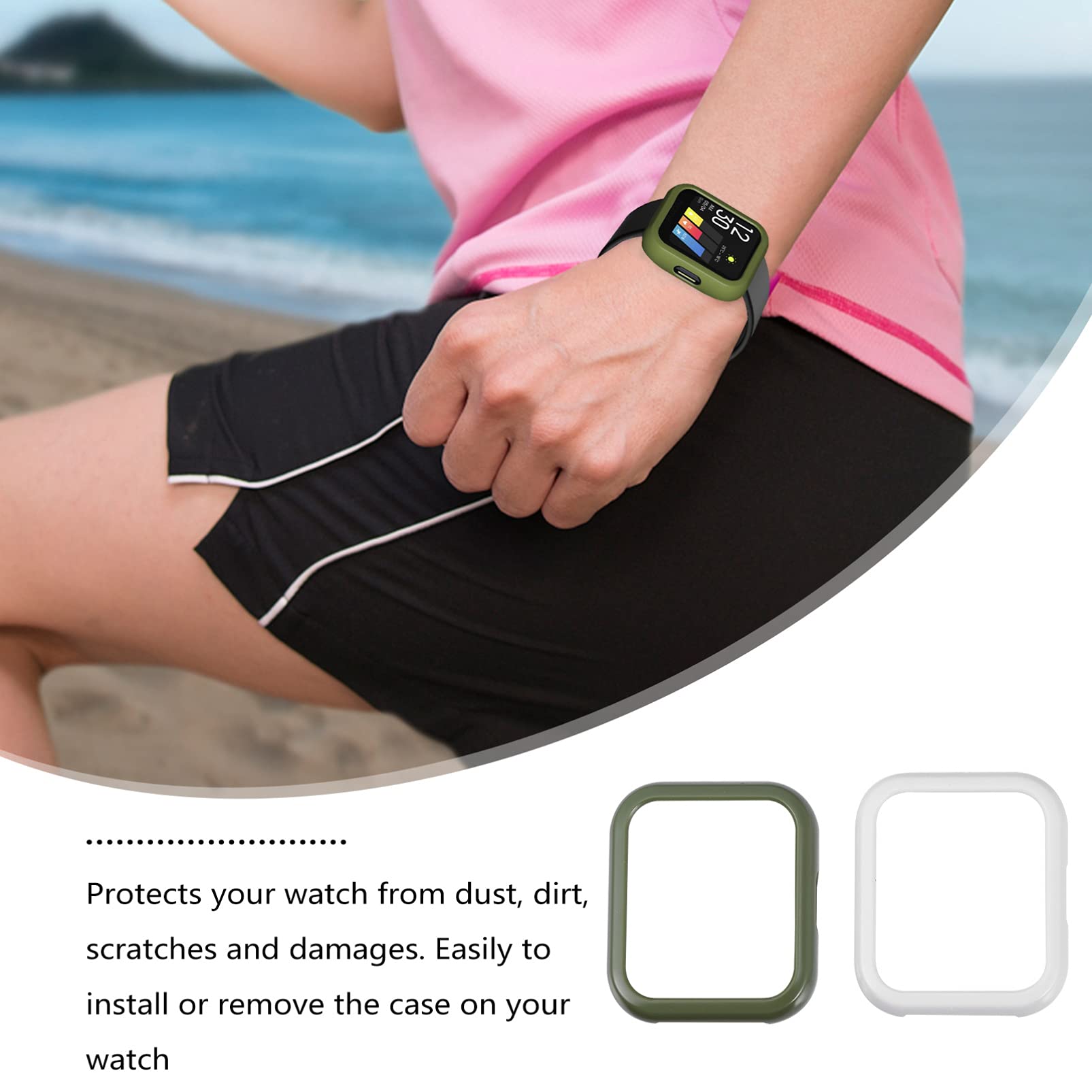Hemobllo 2-Pack Watch Protective Case - Shockproof Cover with Screen Protector for Apple Watch Series 8/7/6/SE/5/4/3, Durable Shell Frame for Daily Workouts, Running & Outdoor Activities