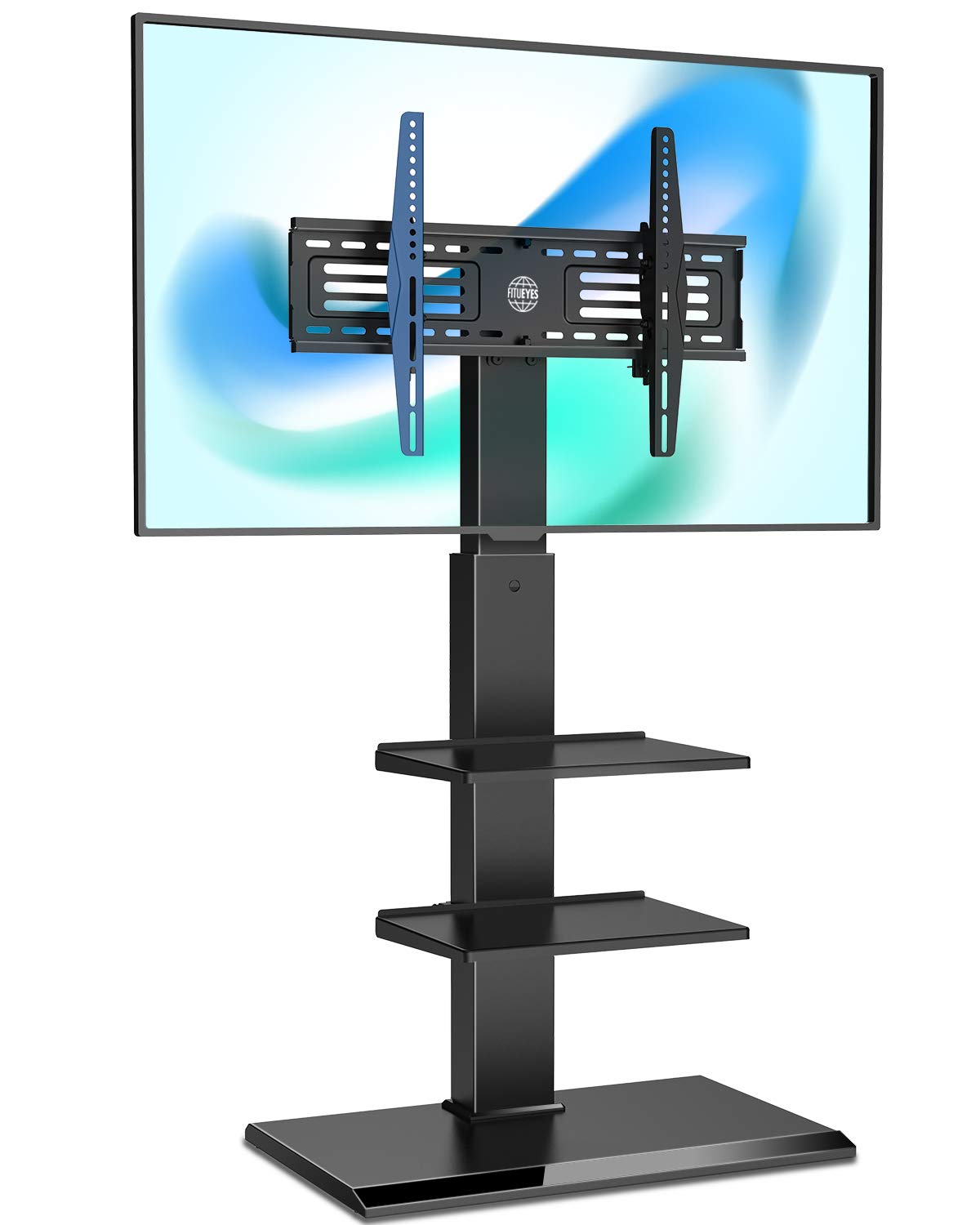 FITUEYES Universal Floor TV Stand for 32-75 Inch TVs - Heavy Duty Metal Base with 60° Swivel & Height Adjustable up to 53.5