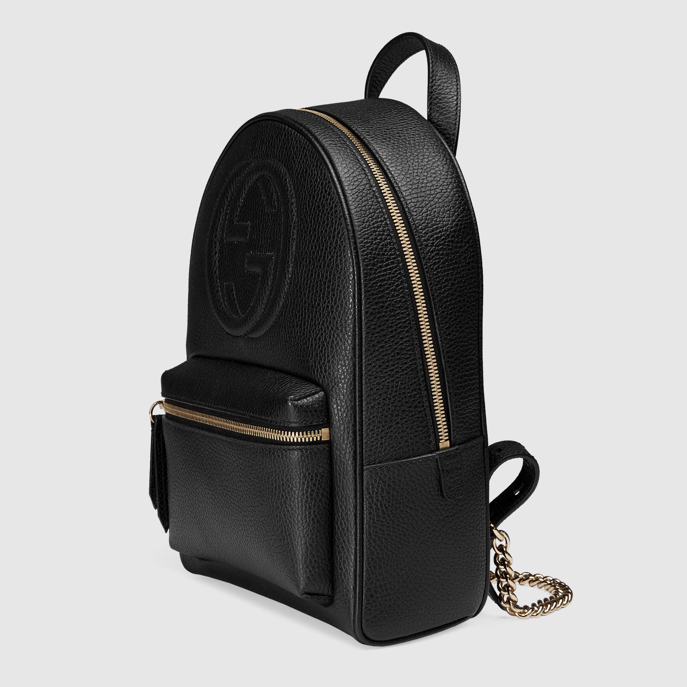 Gucci Soho Leather Chain Backpack for Women - Black Genuine Leather Designer Handbag - Perfect for Work, Travel & Everyday Use