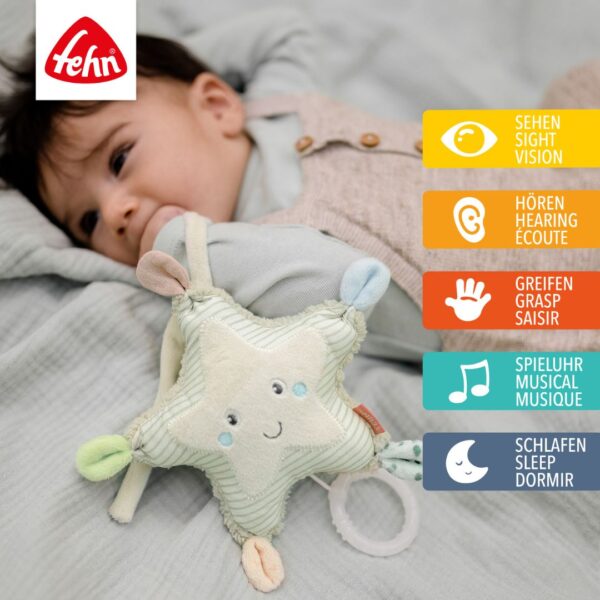 Fehn Mini Musical Starfish Toy - Ocean-Themed Baby Shower Gift & Nursery Decor for Newborns & Toddlers