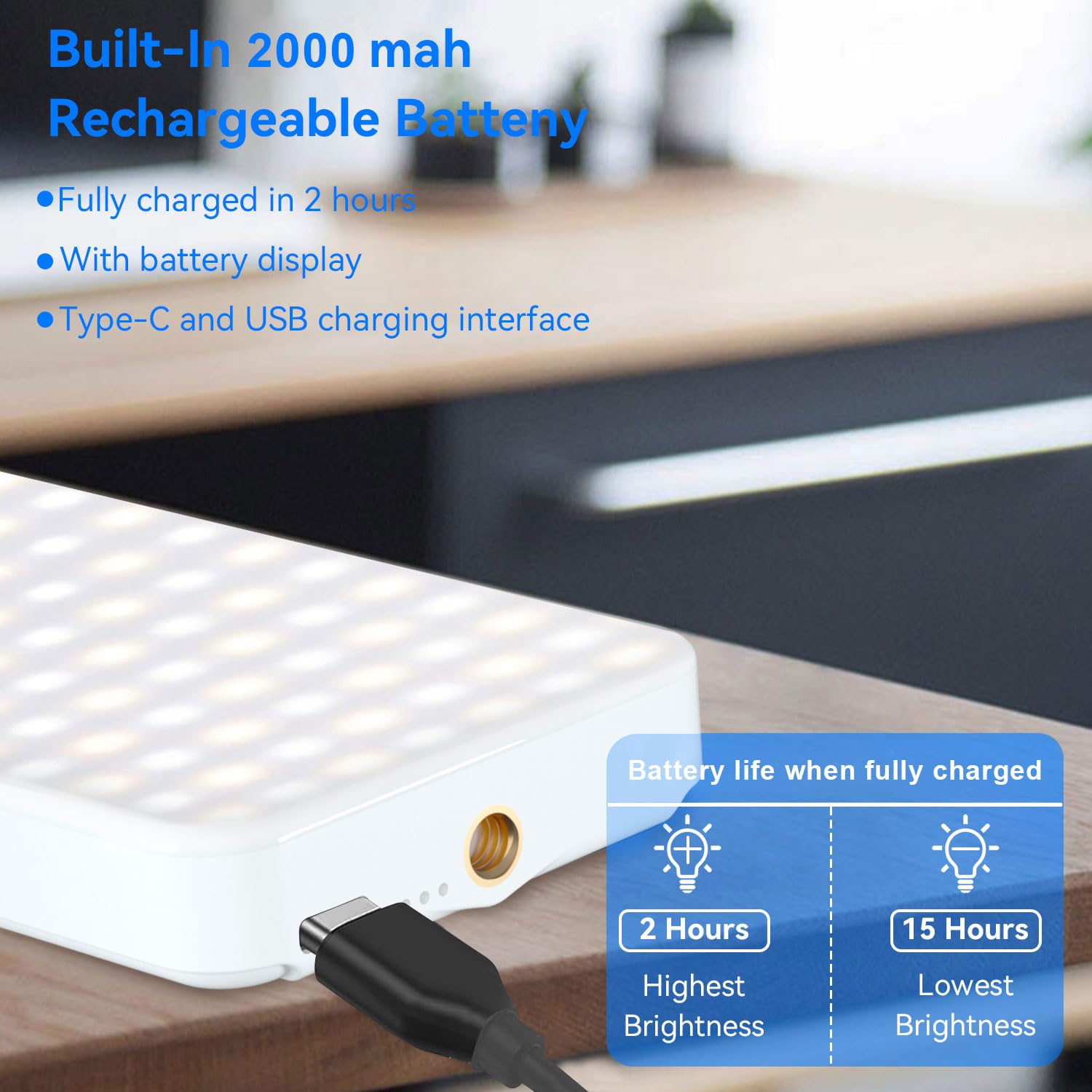 80 LED Rechargeable Selfie Light with Diffuser - Portable Phone & Laptop Lighting for Video Conference, TikTok Recording, Makeup - Compatible with Camera Tripod | Perfect for Content Creators, Live Streaming & Home Office