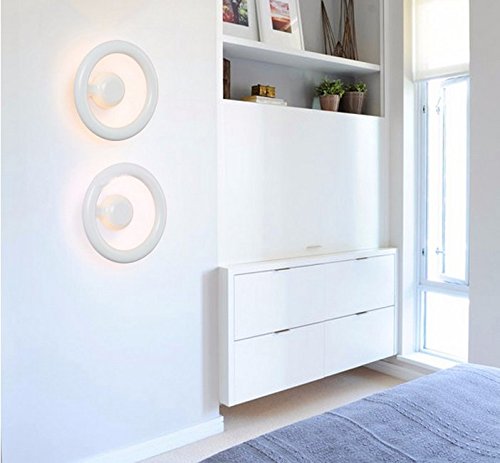 Nordic Style LED Wall Lamp - Modern Creative Decoration with Warm White Light for Living Room & Bedroom - Black/White Lampshade (White) | Perfect for Cozy Home Ambiance and Nighttime Reading