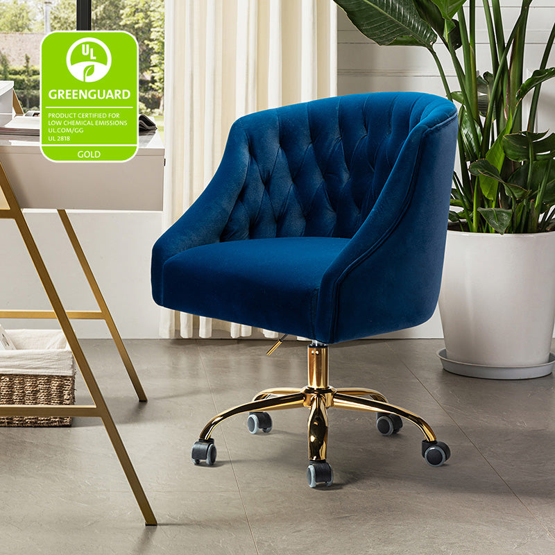 Penelope Velvet Tufted Office Chair - Ergonomic Executive Desk Chair with Lumbar Support - Perfect for Home Office, Gaming & Workspace Comfort