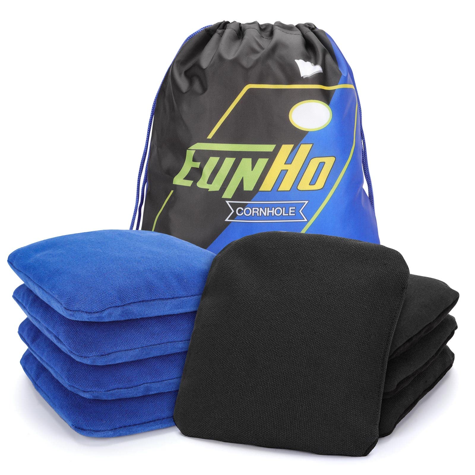 EunHo Professional Regulation Cornhole Bags Set - 8 Dual Sided Slick & Stick Bean Bags for Outdoor Tossing Games - All Weather Durable for Backyard, Tailgating & Beach Parties