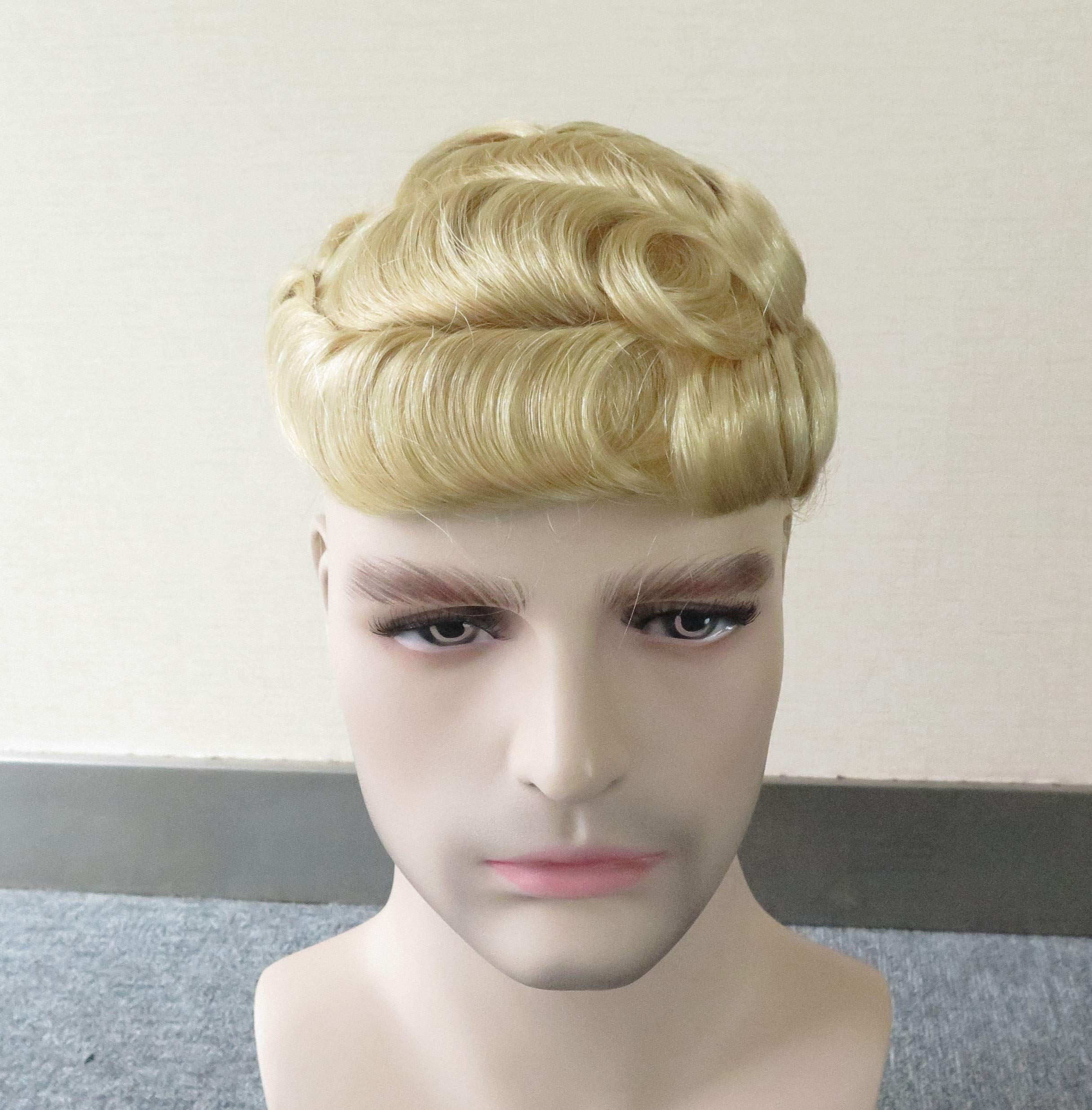Men's Human Hair Toupee - Ultra Thin Skin V Looped Hair Replacement System - Light Blonde #613 - Natural Looking Hairpiece for Thinning Hair & Baldness - Perfect for Daily Wear, Weddings & Special Events