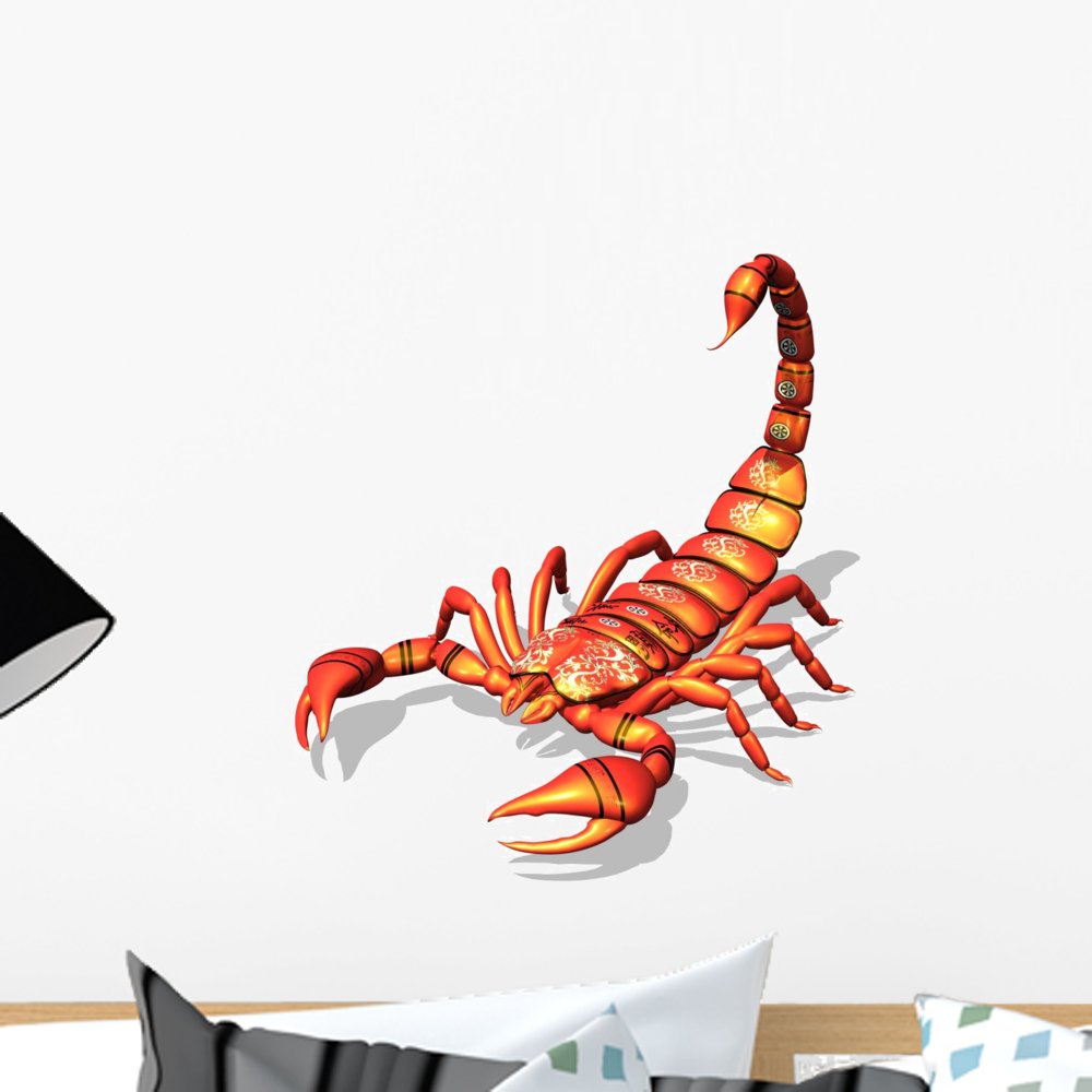 Wallmonkeys Red Scorpion Peel and Stick Wall Decal - 18x18 Inches Removable Vinyl Sticker for Home, Office & Dorm Room Decor