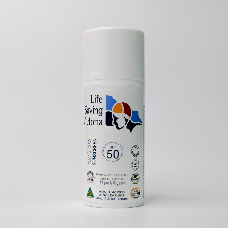 Vegan Organic Zinc Clear SPF50 Sunscreen - Broad Spectrum UVA/UVB Protection, Reef Safe, Non-Greasy - Perfect for Beach, Swimming & Outdoor Activities